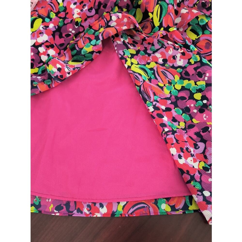 Lilly Pulitzer Mini Wrap Dress Small Pink Multicolor Floral Sleeveless Stretch - Picture 11 of 16
